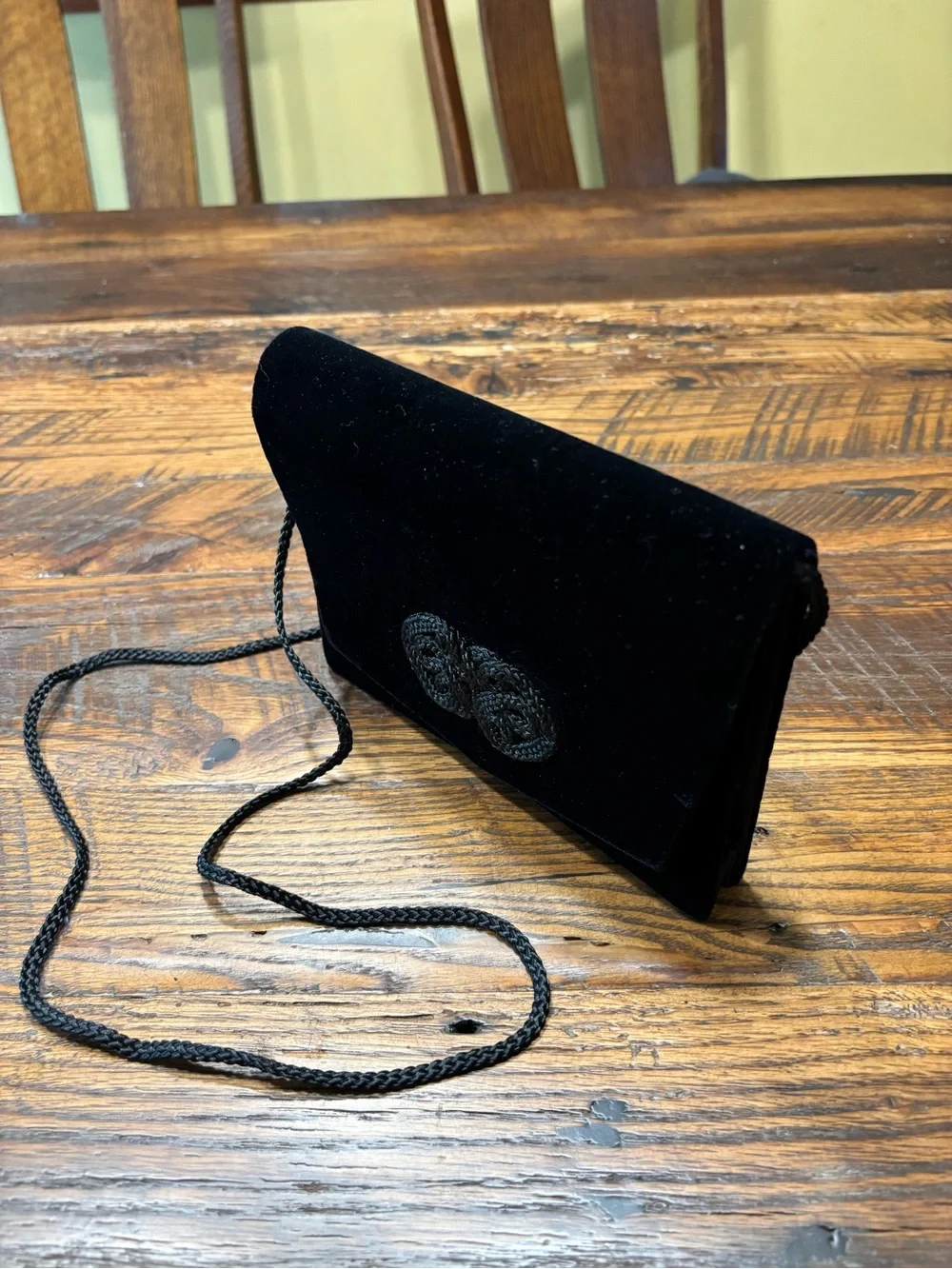 Vintage ‘80’s Black Velvet Structured shoulder bag/clutch-pristine condition!!